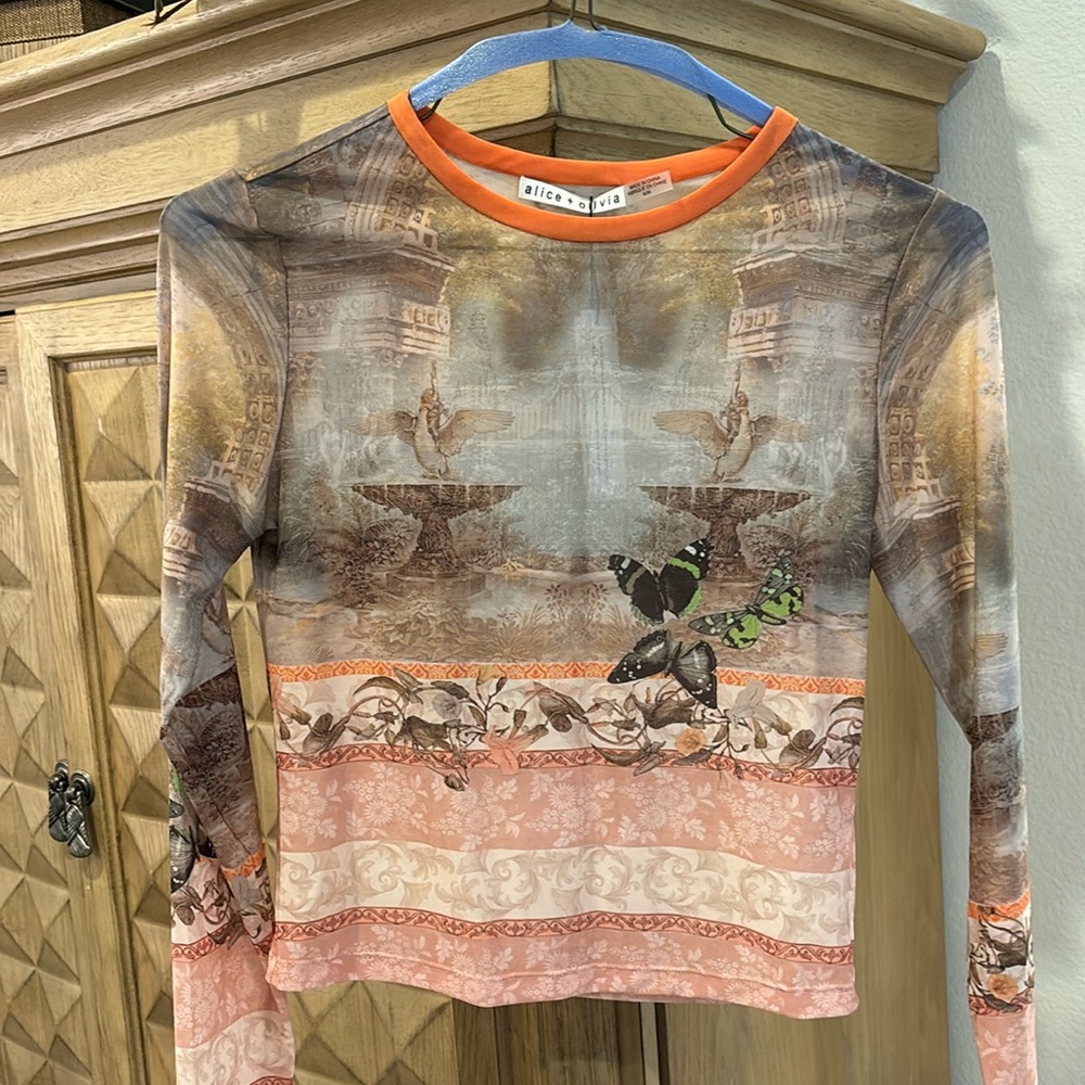 Alice + Olivia Delaina Mesh Crop Top